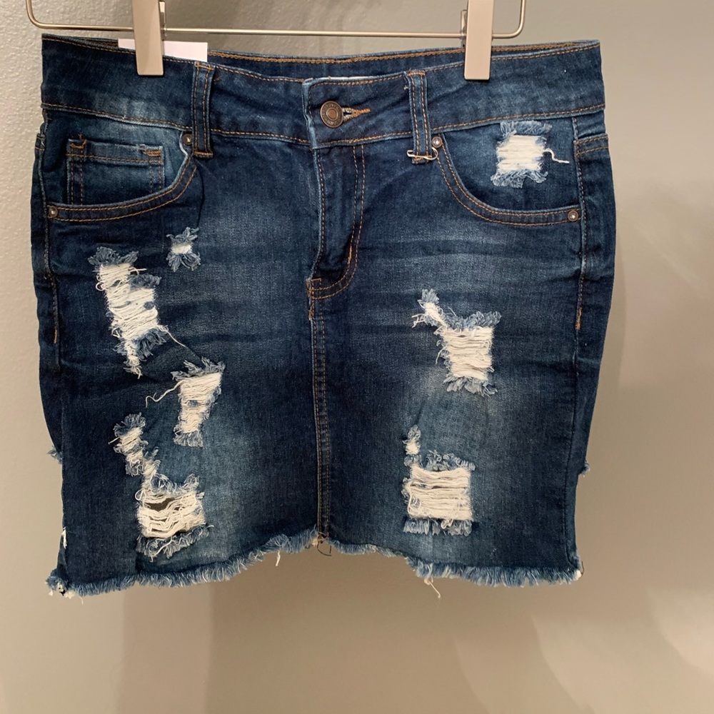 Jean Ripped Skirt
